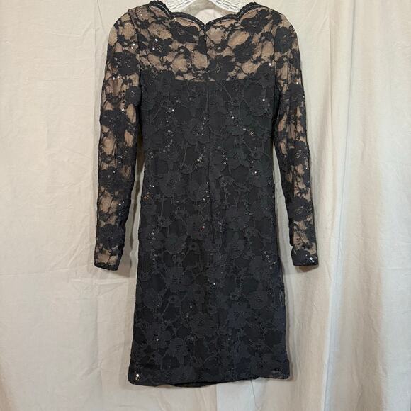 Lauren Ralph‎ Lauren Black Cocktail Dress Lace Sequin Glam Party Women's Size 2P - Picture 8 of 11